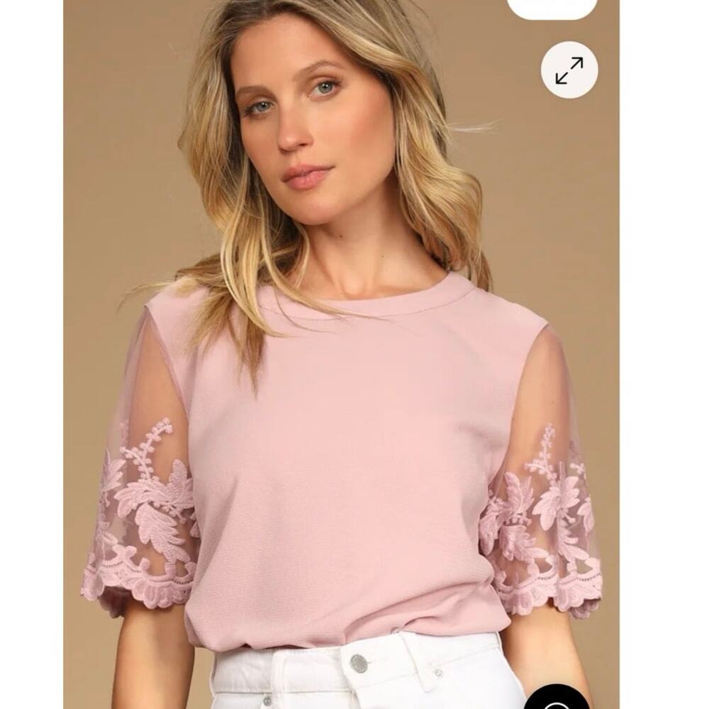 Lulus Lisa Marie Mauve Pink Embroidered Top Size M